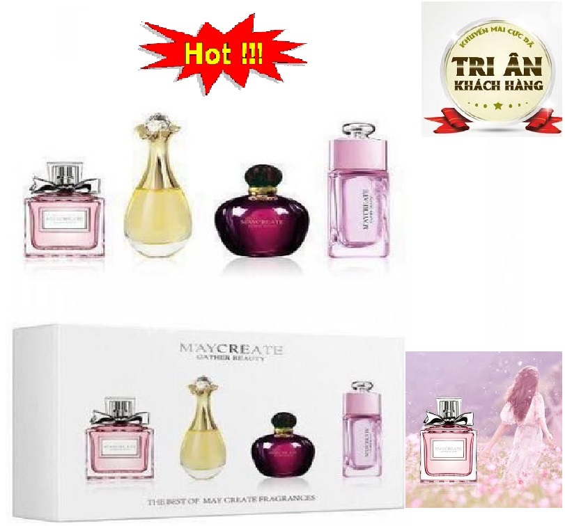 Cac loai nuoc hoa nu, nước hoa nào hot hiện nay - Hộp 4 lọ nước hoa nữ cao cấp thơm lâu nồng nàn quyến rũ cho bạn gái tỏa sáng mỗi nhày TH2018001
