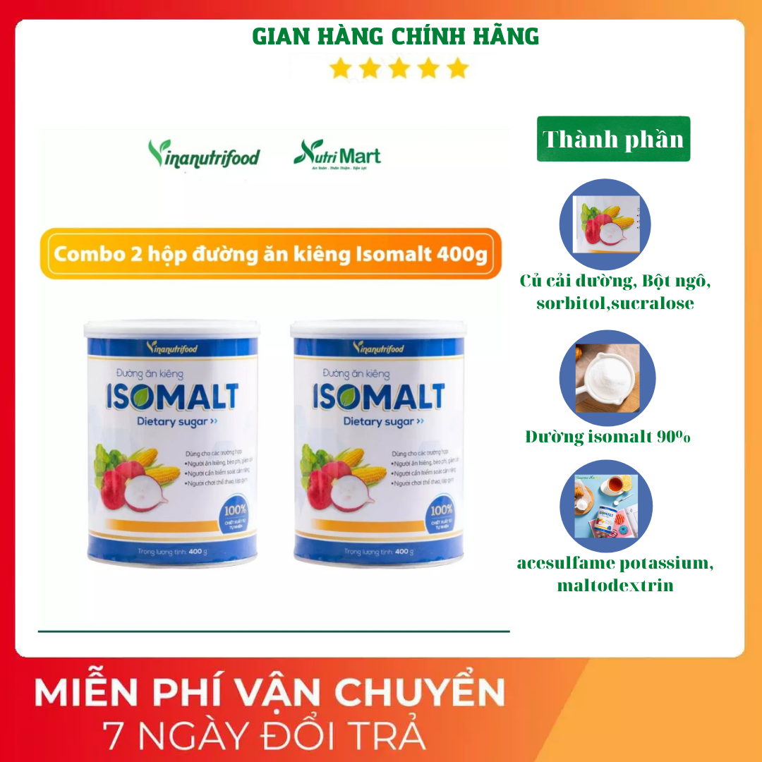 Combo 2 hộp Đường ăn kiêng Isomalt Vnanutrifood 400g tốt cho sức khỏedành cho người béo phì, ăn kiêng, tập gym tốt cho sức khỏe