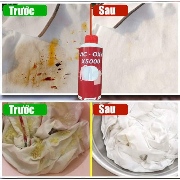 Bình VIC-OXY X5000 Nước Tẩy Giặt Quần Áo , Chai Dung Dịch Tẩy Trắng Vết Bẩn, Úa Vàng, Nấm Mốc. Tẩy Trắng Vết Mực, Sơn, Ố Vàng. Chất Tẩy Trắng Giày Dung Dịch Cọ Rửa Rày , Nước Tẩy Trắng Quần Áo Không Làm Mất Màu Gốc