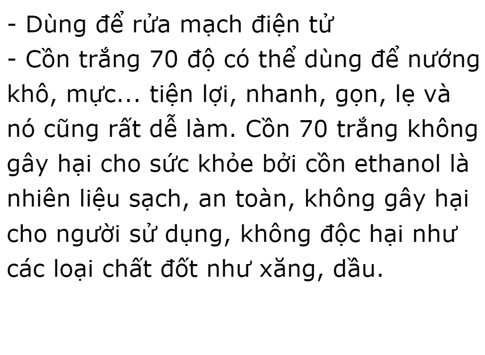 Cồn 70 độ 500ml Vĩnh Phúc dùng để xử lý làm sạch môi trường, sát khuẩn bề mặt vật dụng và có thể xử lý vi khuẩn trực tiếp trên con người, trên bề mặt da, sát khùng vết thương, diệt khuẩn, sát khuẩn dụng cụ y tế Drviet 63 Cồn 70 độ 500ml Vĩnh Phúc dùng để xử lý làm sạch môi trường, sát khuẩn bề mặt vật dụng và có thể xử lý vi khuẩn trực tiếp trên con người, trên bề mặt da, sát khùng vết thương, diệt khuẩn, sát khuẩn dụng cụ y tế Drviet