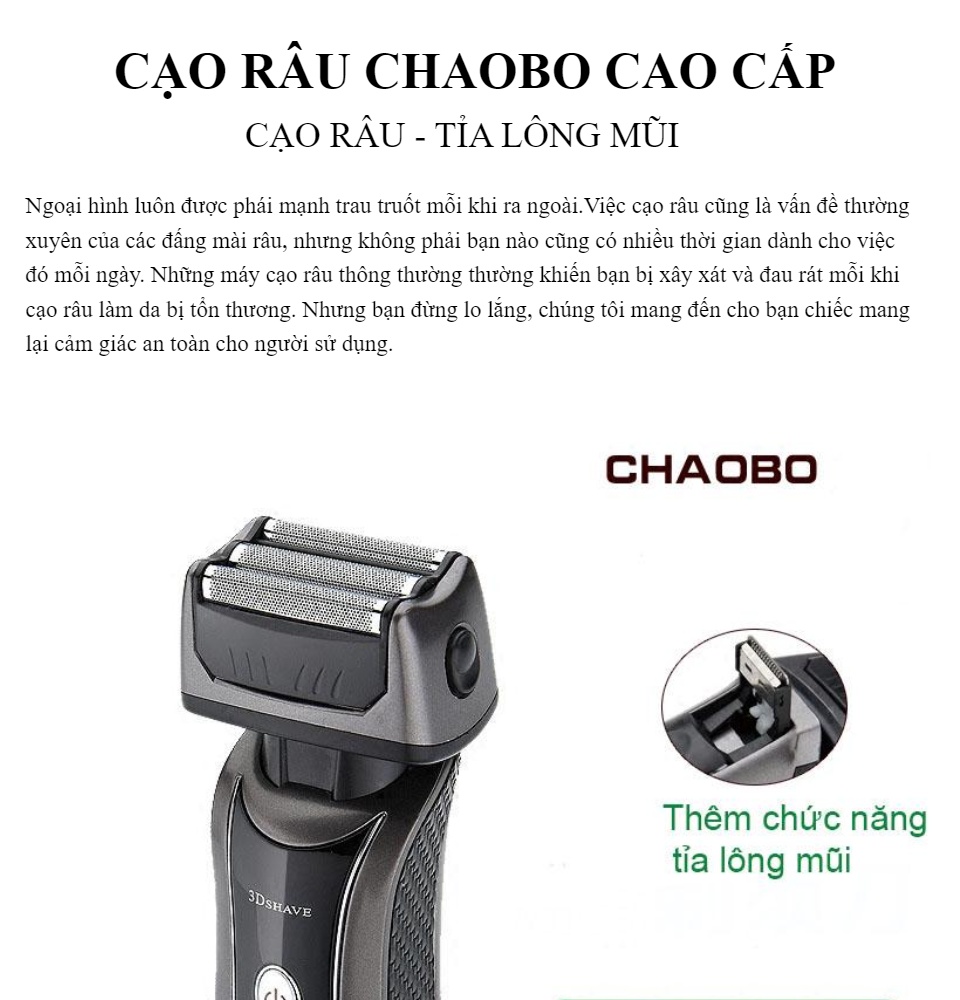 Máy Cạo Râu Cắt Tỉa Lông Mũi CHAOBO Nhật Bản Máy Cạo Râu Chaobo RSCW-9300