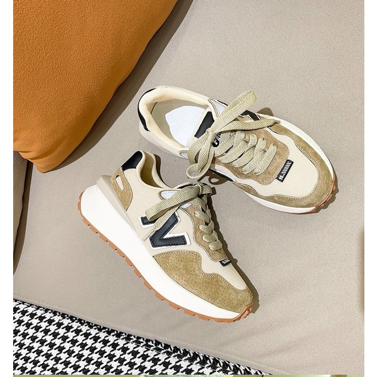 Giày thể thao nữ, Giày sneaker nữ độn đế viền chữ N, đé độn cao 6 phân, form giày chuẩn êm chân, có lỗ thoáng chống mùi dễ chịu - QD Shop