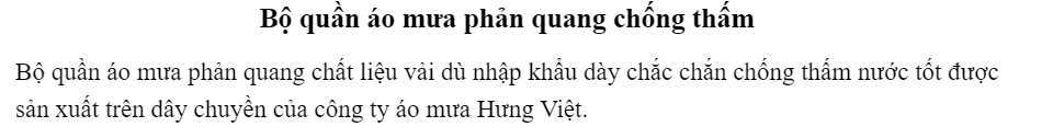 Bộ quần áo mưa phản quang Hưng Việt