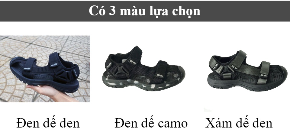 Giày sandal nam mũi rọ Rova RV25BB Đen