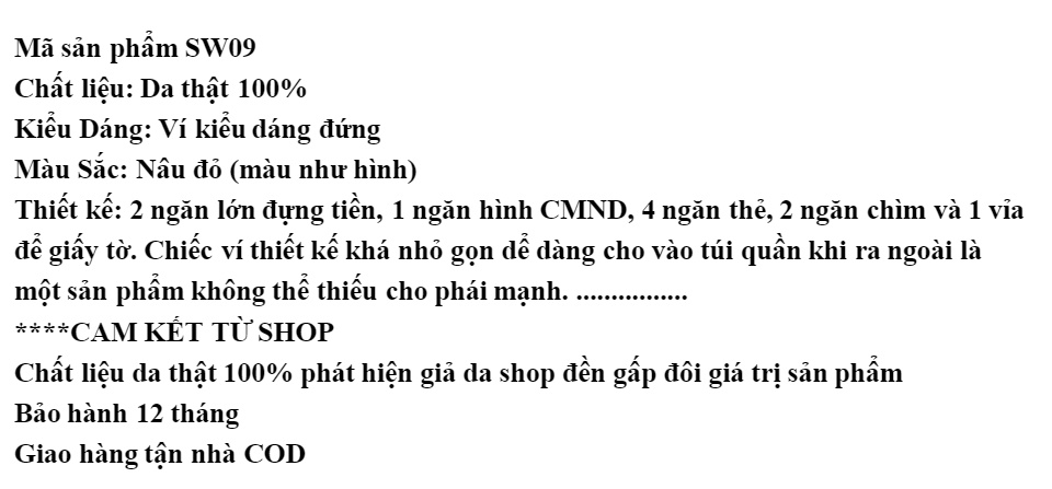 Ví, bóp đứng da bò nguyên miếng