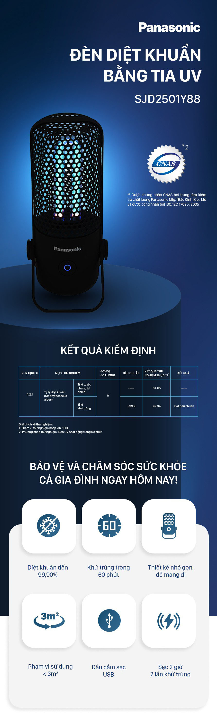 Đèn uv diệt khuẩn PANASONIC chống vi khuẩn gây bệnh 2.5w SJD2501Y88