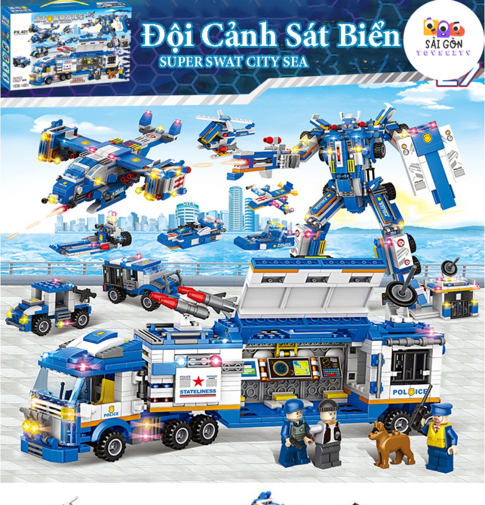 Đồ Chơi Lắp Ráp Kiểu LEGO Mô Hình Cảnh Sát Biển Swat ROBOT/ Máy