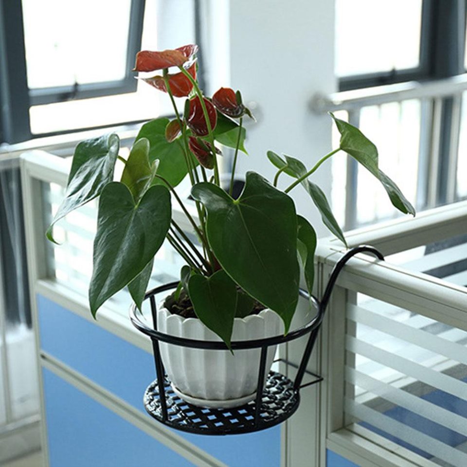 Giỏ treo chậu hoa, cây cảnh ban công bằng sắt treo trên ban công tiện dụng, gọn gàng màu ngẫu nhiên
