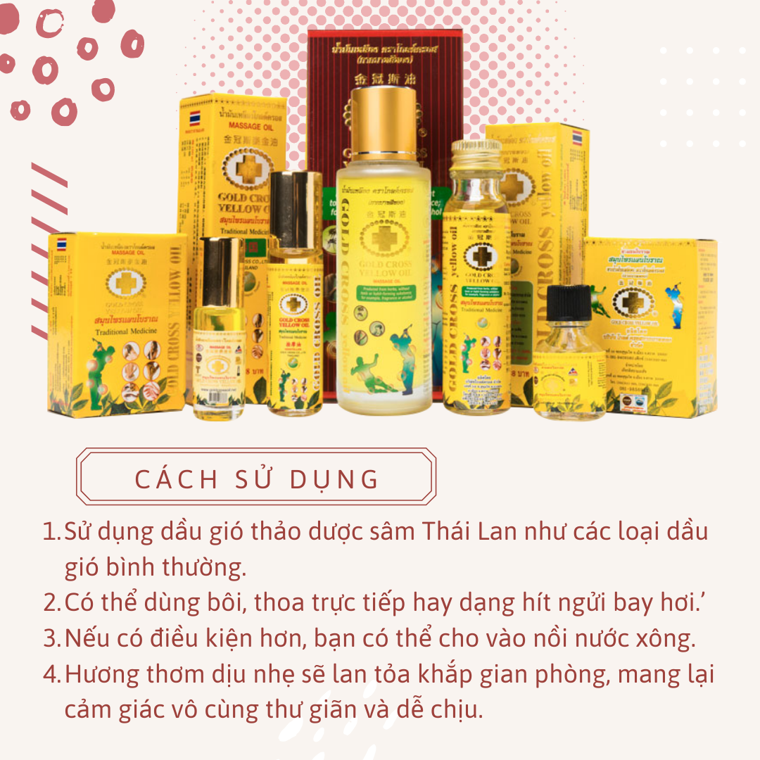 Dầu Thập Tự Vàng Thái Lan Gold Cross Yellow Oil chai 24ml Và 15ml