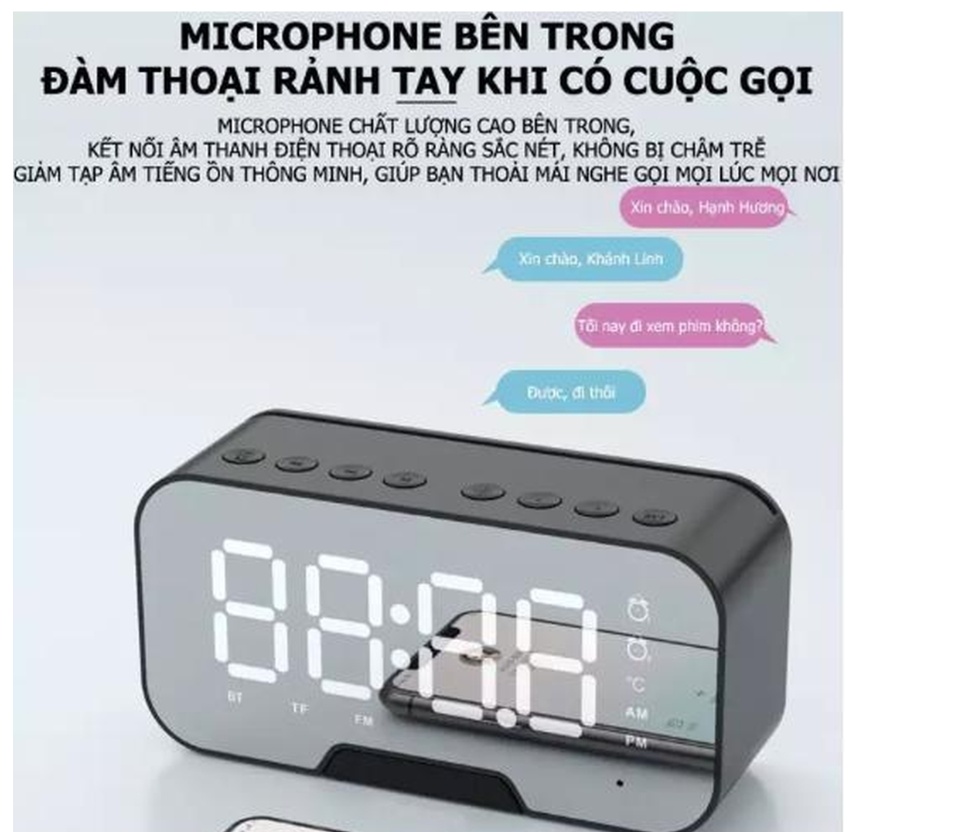 Loa Bluetooth màn hình gương mini AMOI kết nối điện thoại máy vi tính dùng