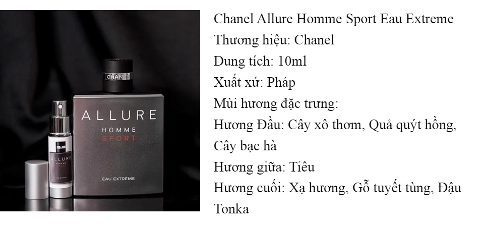 Mẫu thử 10ml] Nước hoa Chanel Allure Homme Sport Eau Extreme 