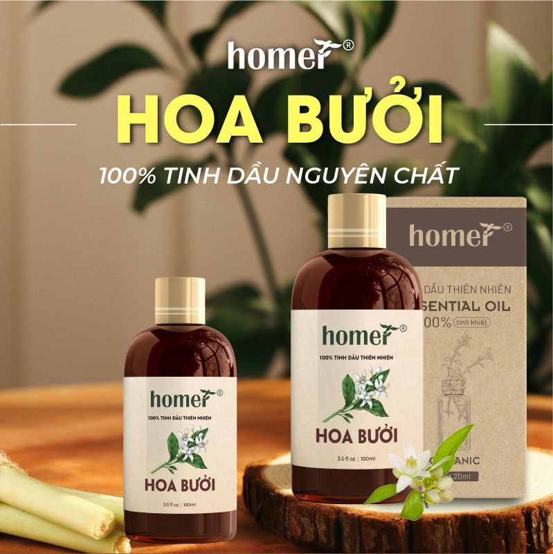 Tinh dầu thiên nhiên Hoa Bưởi Homer giá dùng thử - Dung tích 20ml / 100ml/ 500ml/ 1000ml - Đạt chuẩn kiểm định cao cấp - An toàn cho sức khỏe - Đa công dụng