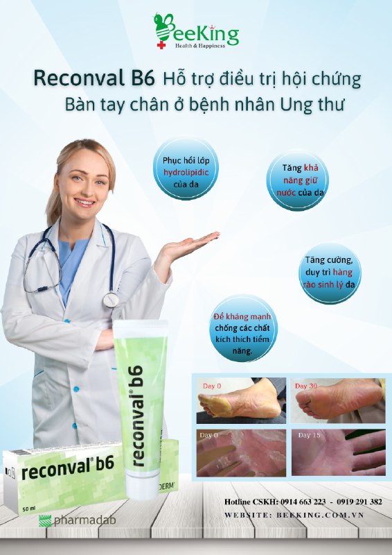 RECONVAL B6 Kem bôi da làm giảm hội chứng bàn tay bàn chân cho người điều tri ung thư Beeking BK12