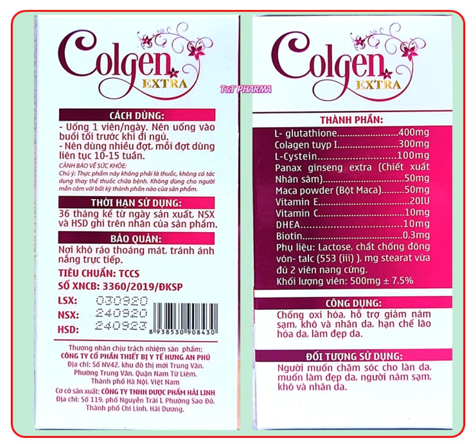 Viên uống đẹp da Colgen Extra- Thành phần Maca, Glutathione 400mg, Colagen tuyp I Nhập Khẩu Ý- Hộp 30 viên 3