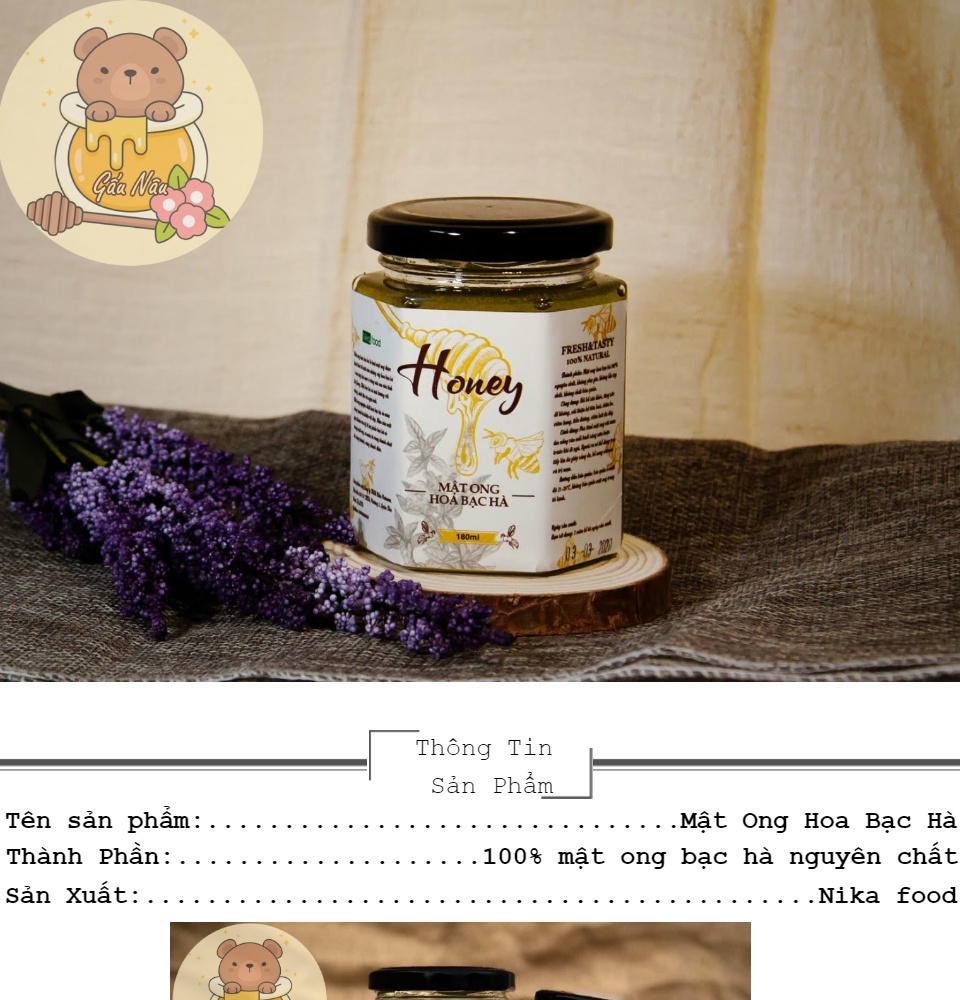 Mật Ong Hoa Bạc Hà 180ml [Nguyên Chất 100%]