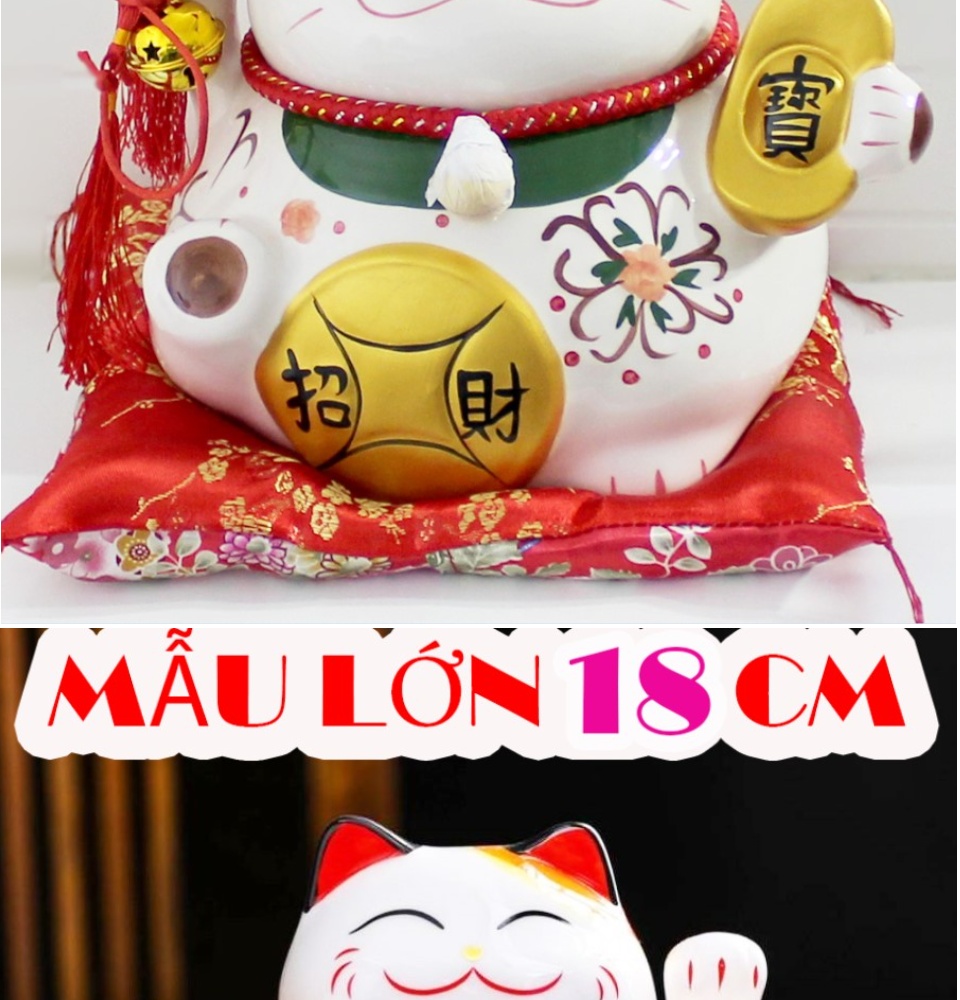 (ĐANG SALE-50%)Tượng mèo thần tài,Mèo Thần Tài May Mắn Vẫy Tay Nhật Bản Maneki Neko,Mèo thần tài vẫy tay sài pin đem lại tài lộc may mắn cho gia chủ thịnh vượng cát tường