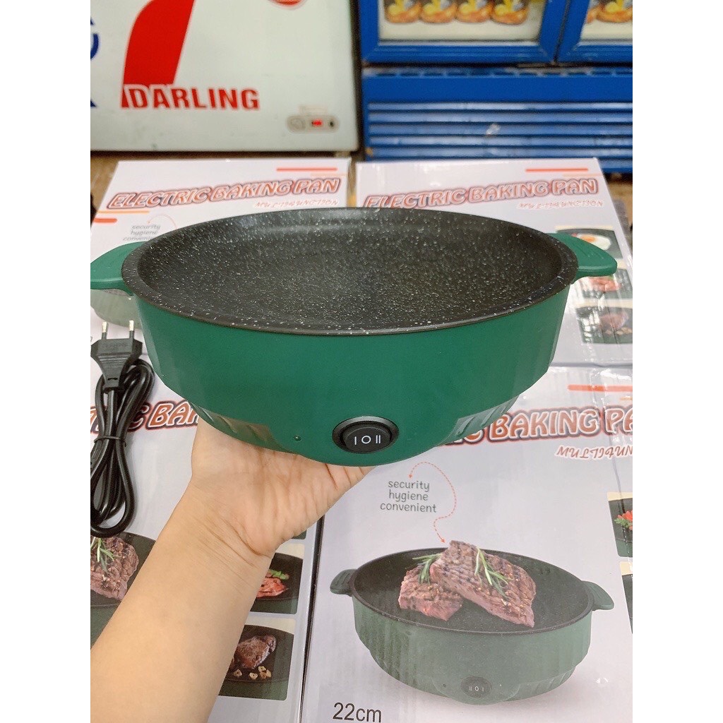 Bếp Nướng Bằng Điện Kiểu Hàn Quốc, Chảo Nướng Thịt, Chiên Rán Chống Đa Năng Kích Thước 24cm