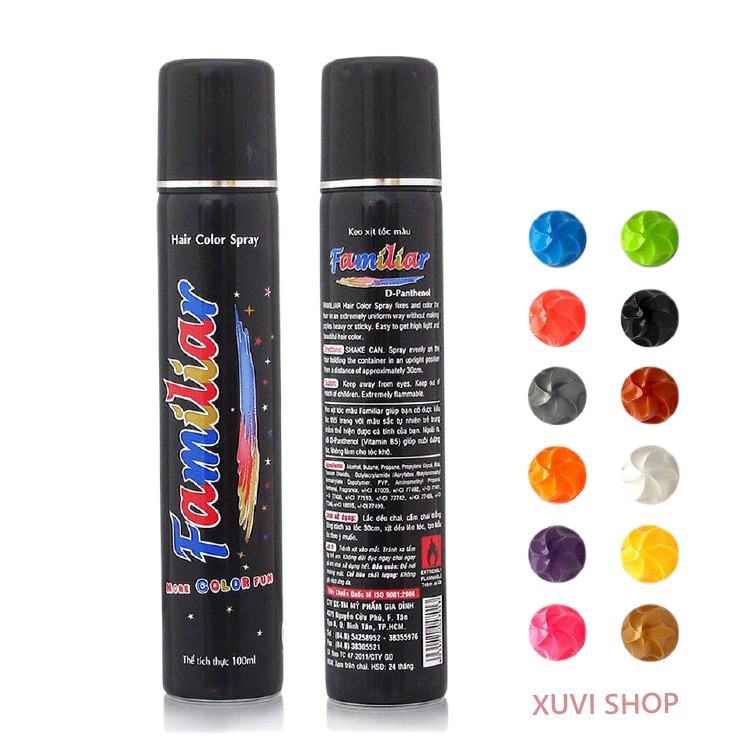 Keo Xịt Tóc Màu Familiar 100ml - Xịt Tóc Màu Tạm Thời Familiar