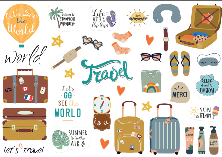 Sticker dán sổ tay, trang trí sổ dán ảnh, scrapbook, nhãn dán sinh nhật, giáng sinh