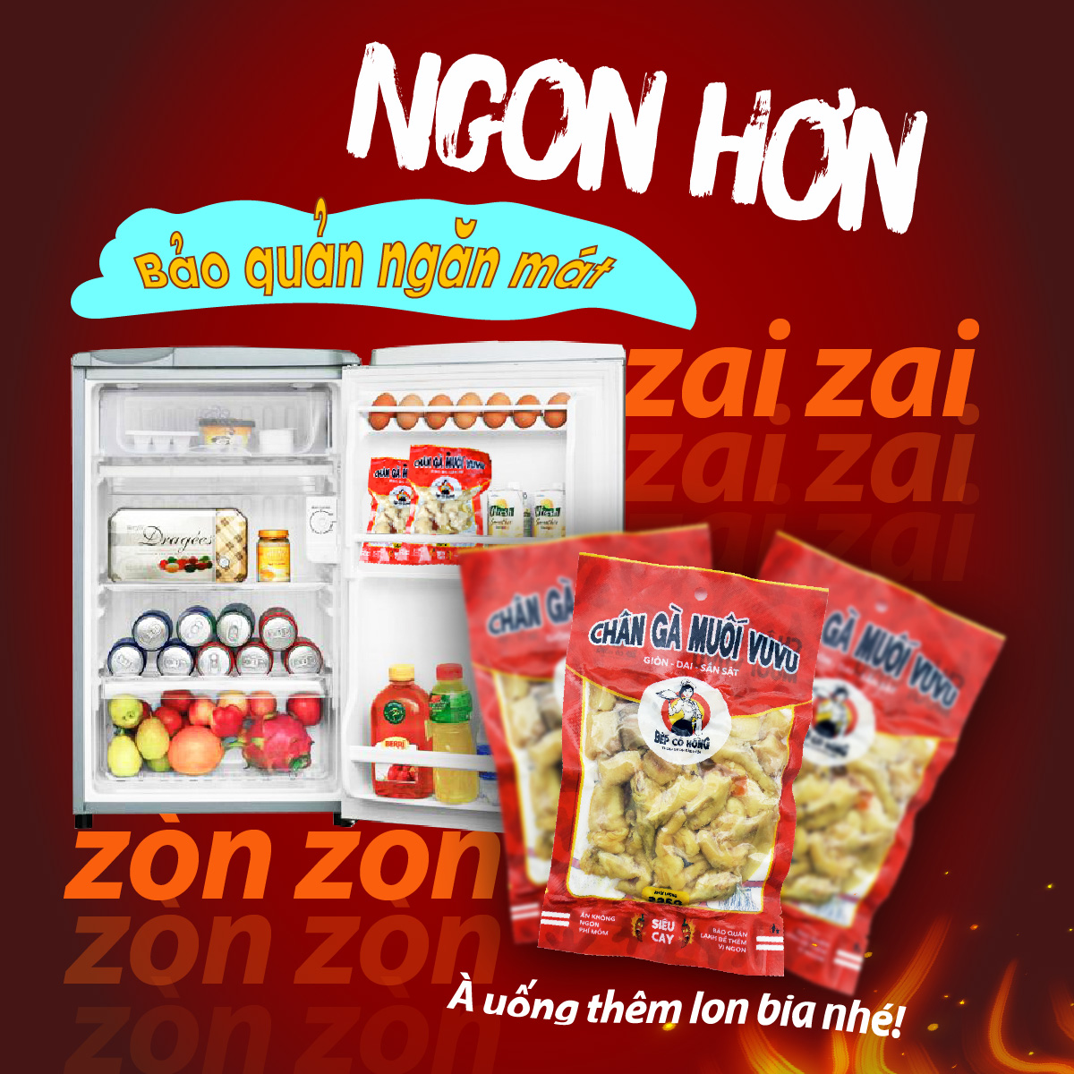 Chân Gà Cay Nhẹ VuVu Đồ Ăn Vặt Bếp Cô Hồng Gói 125 gram