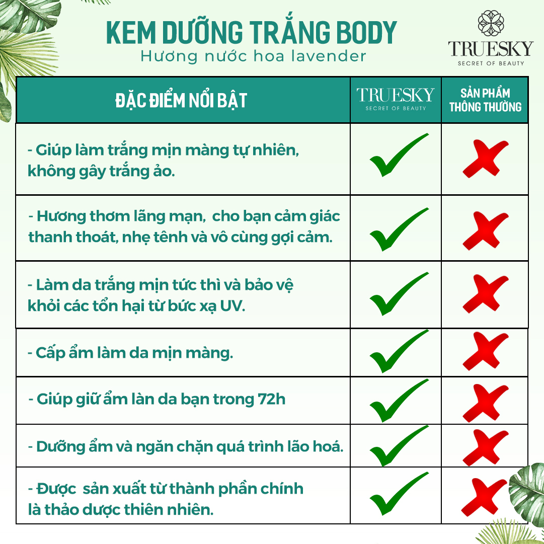 Kem dưỡng trắng da toàn thân Truesky 100ml
