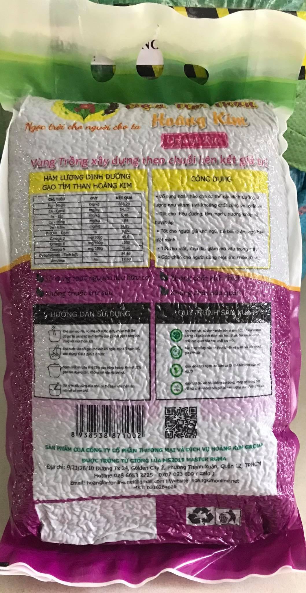 Gạo Lứt Tím Than Hoàng Kim bao 5kg, gạo mềm dẻo không cần ngâm, tốt cho người ăn kiêng, người tiểu đường, thực dưỡng,eatclean, heathy,