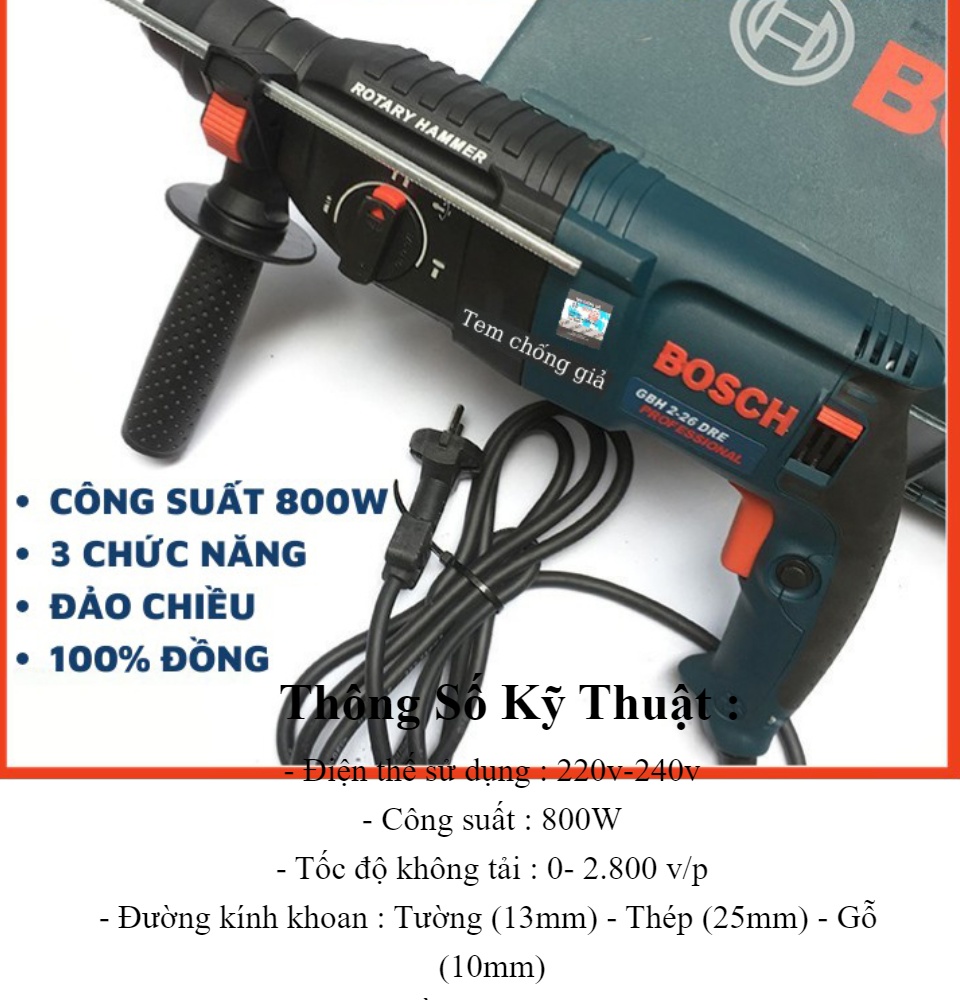 [HÀNG LIÊN DOANH – GIÁ SỈ] Vali khoan Bê Tông - Máy Khoan Bê Tông 2-26 100% Dây Đồng 3 Chức Năng Tem Chữ Nổi - Hàng Chính Hãng Cao Cấp - Bảo Hành 1 Đổi 1 Toàn Quốc GaLa Store