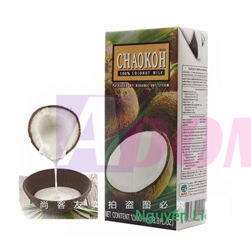 Nước cốt dừa Chaokoh Thái Lan 1000ml nguyên chất nấu canh Tomyum, xôi, làm bánh ngon đặc sánh