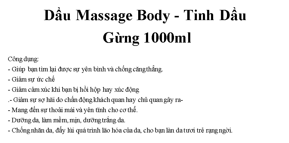 Dầu Massage Body Thái Bảo - Tinh Dầu Hương Gừng (1000ml) 1