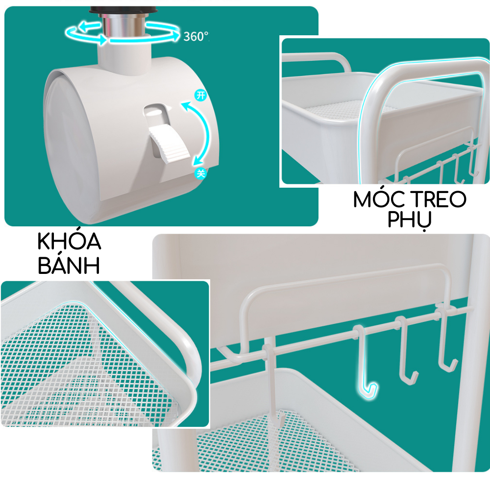 Kệ sắt 3 tầng IKEA đa năng đựng đồ mỹ phẩm tiệm Spa Nail tóc makeup đựng gia vị kệ nhà bếp kệ sách kệ phòng khách kệ phòng ngủ có tay cầm bánh xe Zozon