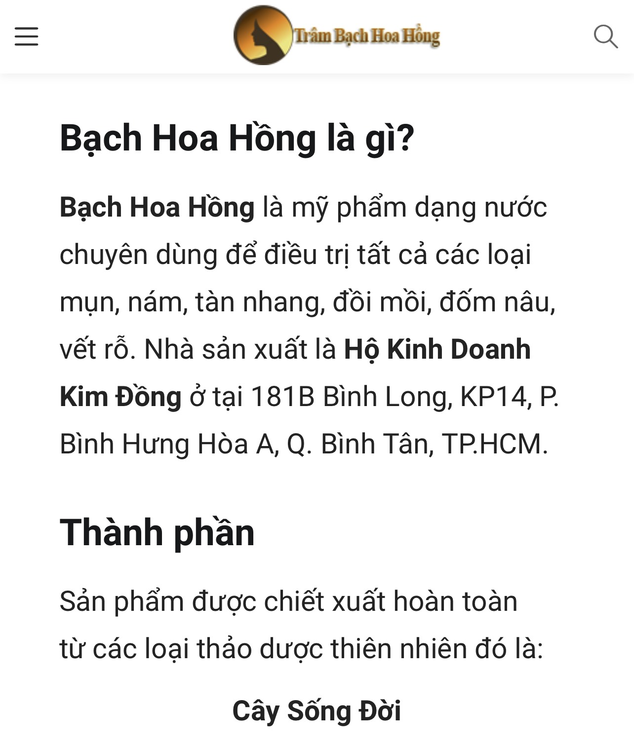 Trị mụn - nám Mỹ phẩm Bạch Hoa Hồng | Hanoi