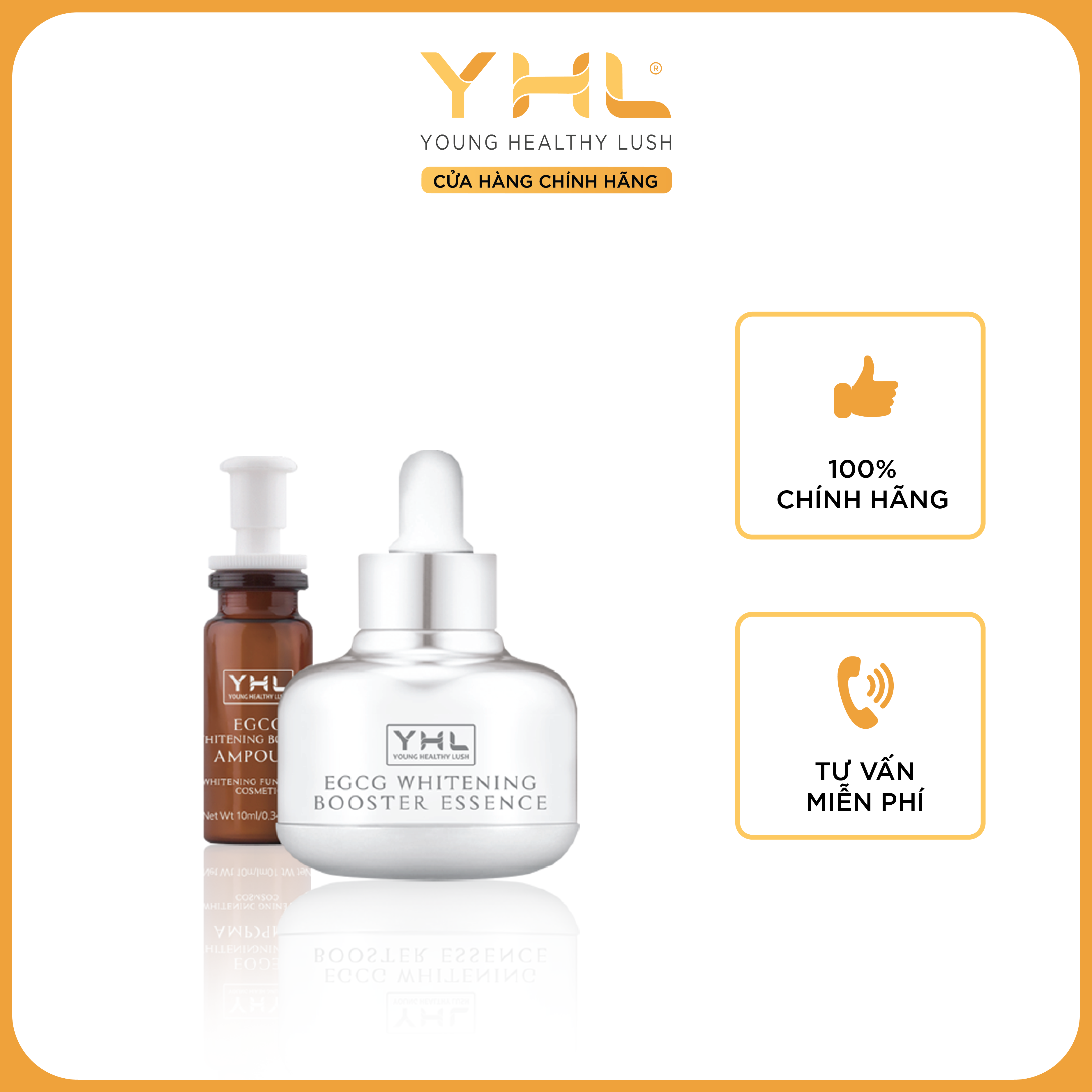 Bộ tinh chất dưỡng da chuyên sâu YHL cho các nàng ,dưỡng trắng, tinh chất EGCGYHL EGCG Whitening Booster Essence 30ml và YHL EGCG Whitening Booster Ampoule 10ml x 4 lọ Hàn Quốc