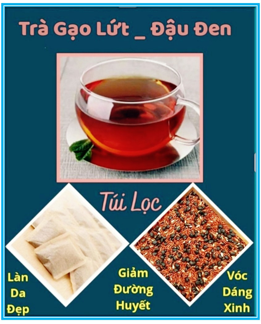 Trà Gạo Lứt Đậu Đen, 40 Túi Lọc, Giảm Cân, Đẹp Da, Trẻ Lâu, Tra Dong Y Viet