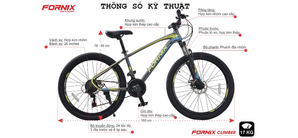 Xe đạp địa hình Fornix CLIMBER Khung Sườn hợp kim thép cao cấp Bộ truyền