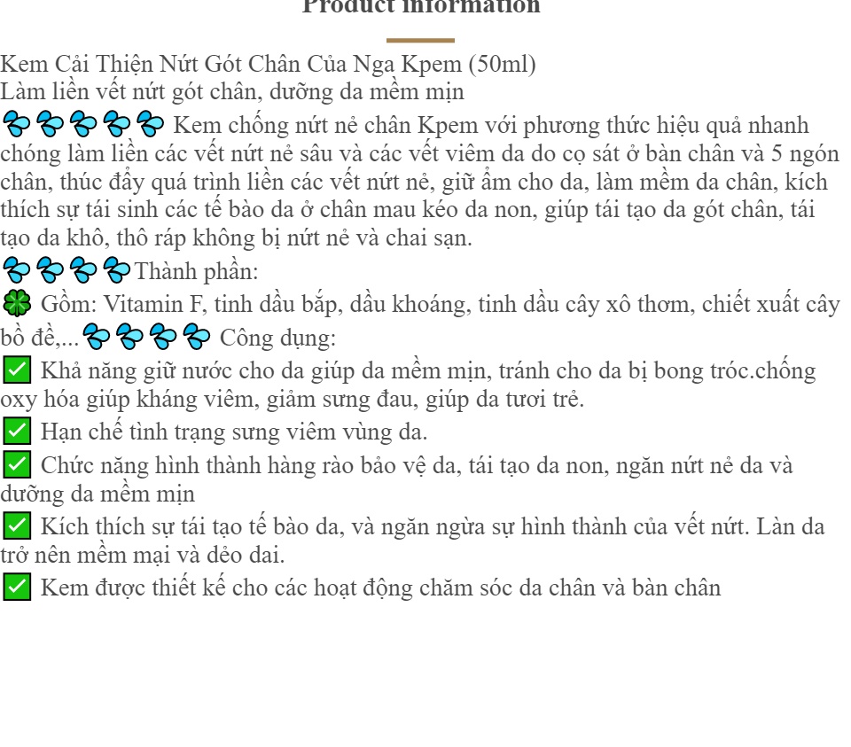 Kem mờ nứt gót chân Nga Kem làm liền vết nứt chân tay Kem dưỡng da làm mềm da 2