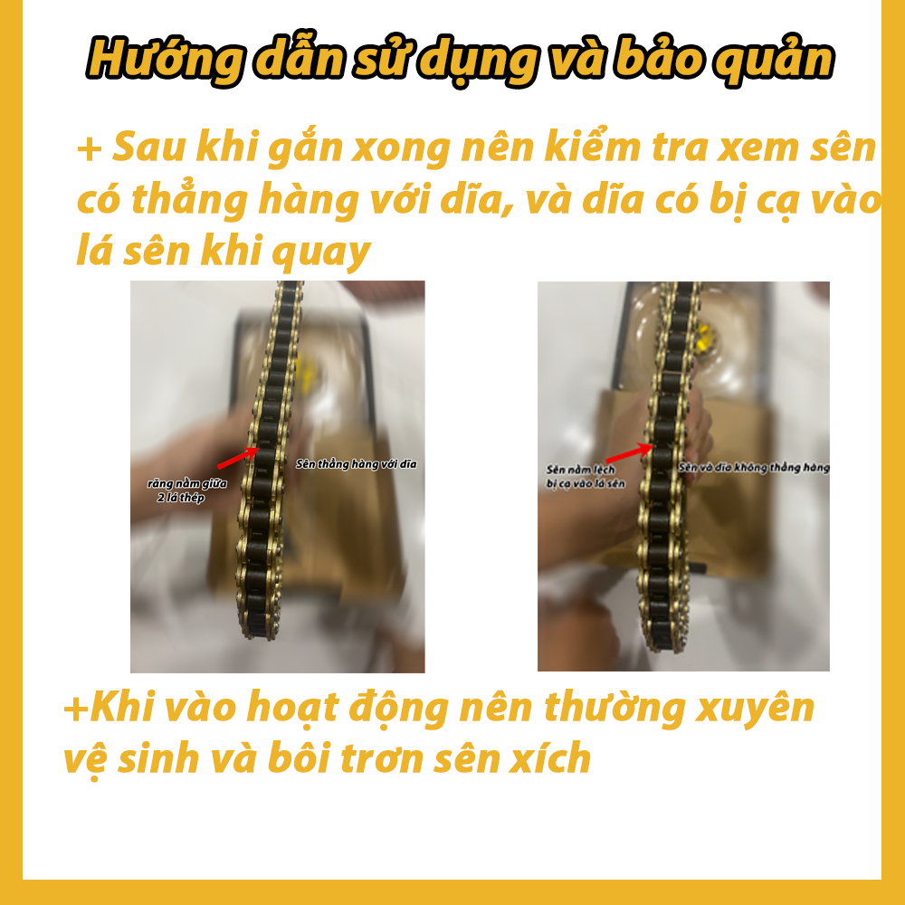 Nhông sên dĩa Yaz / Exciter 135, màu vàng, thông số 42T-14T, chất liệu thép SCM cao cấp, xuất xứ Thái Lan, bảo hành 6 tháng - T&T Tây Thành Shop chuyên nsd yaz