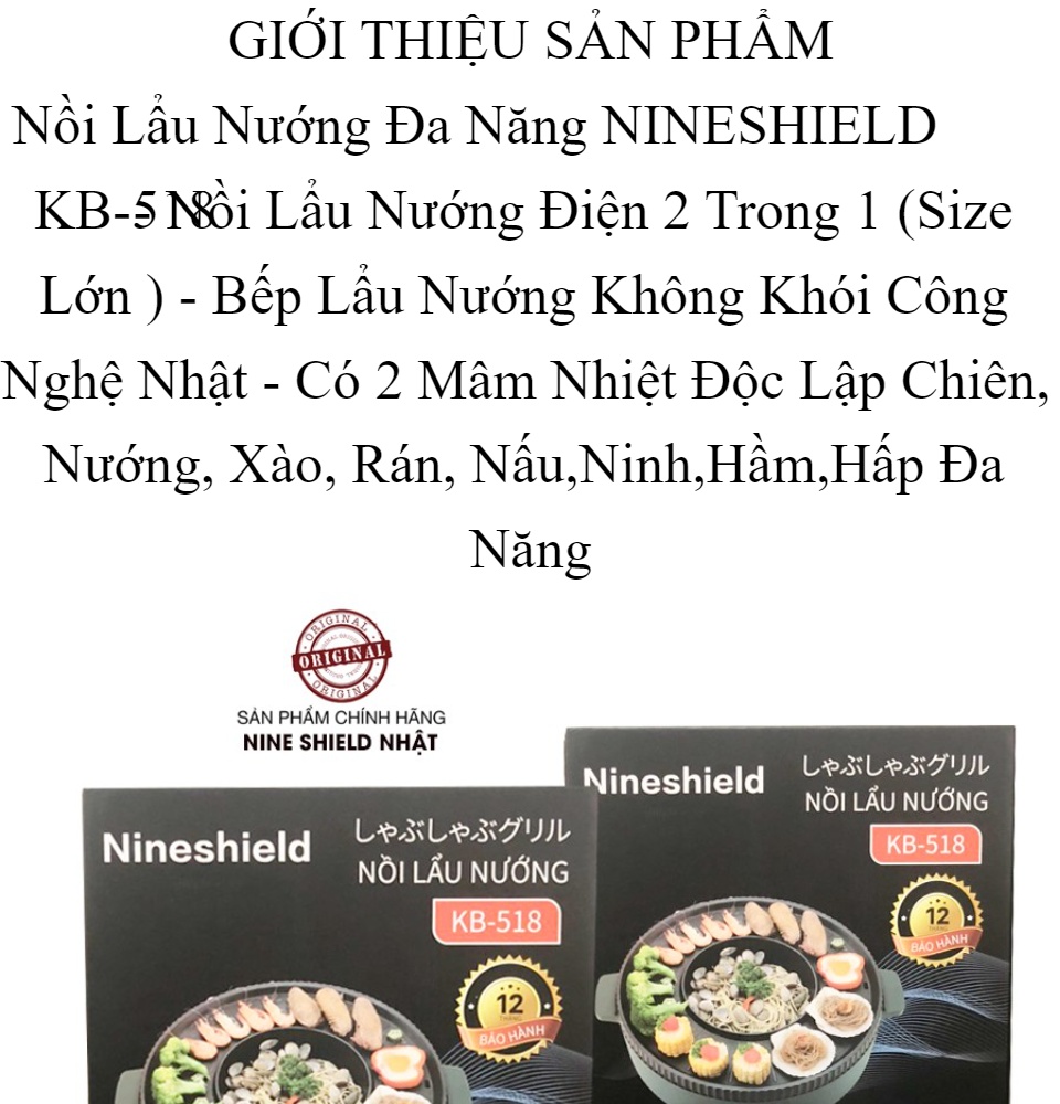 Nồi Lẩu Nướng Đa Năng Phong Cách Hàn Quốc KB-518, Nồi Lẩu Nướng Đa Năng công xuât lớn tiết kiệm điện năng phù hợp cho hộ gia đình 5-6 người sử dụng.an toàn khi sủ dụng dễ dàng lau chùi Bh 12 tháng Bến thành Store