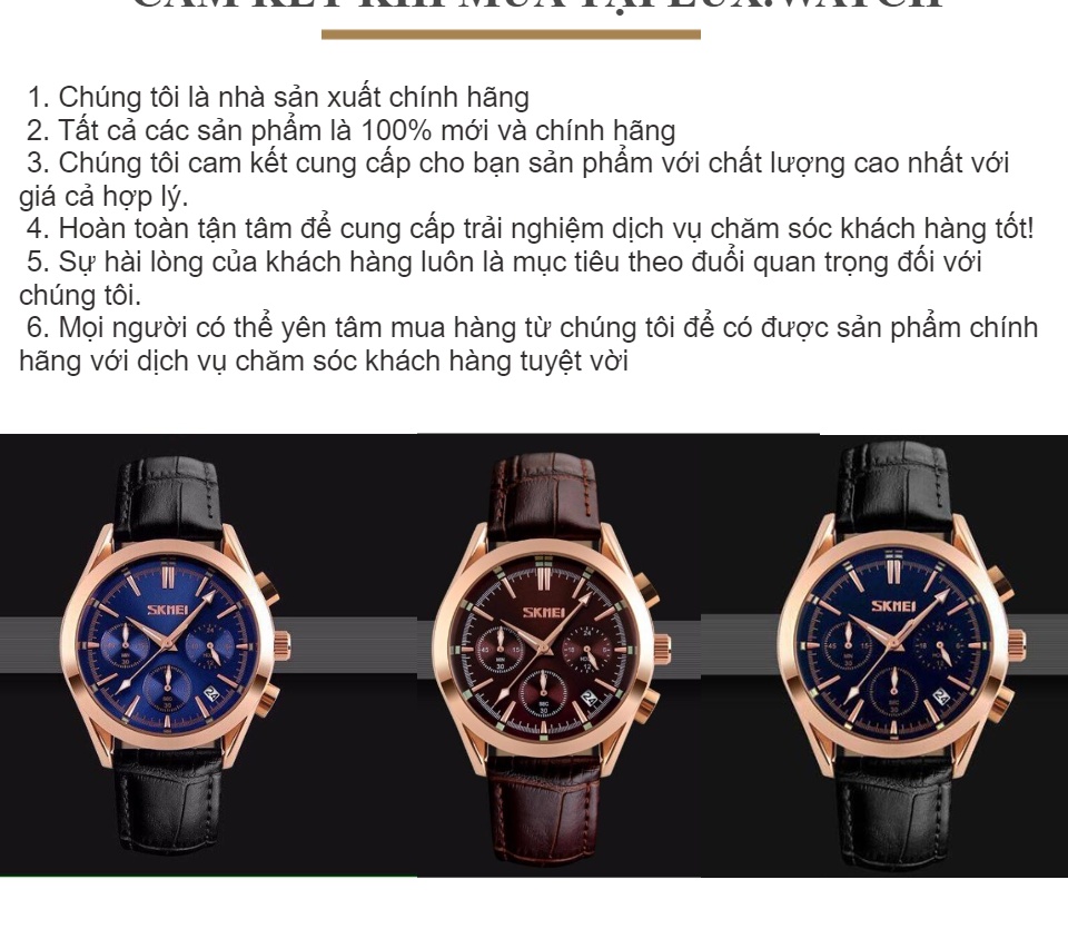 Đồng Hồ Nam SKMEI 9127 Dây Da Cao cấp full 6 kim Chống Nước Lịch lãm, Nam tính - Lux.Watch 2