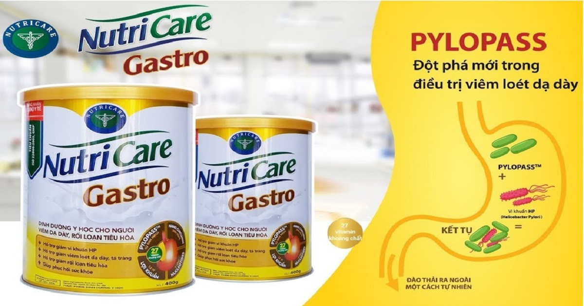 Sữa bột Nutricare Gastro / Sữa cho người đau dạ dày / Nutricare . Lon:900g . Dành cho người viêm loét dạ dày . Đau dạ dày
