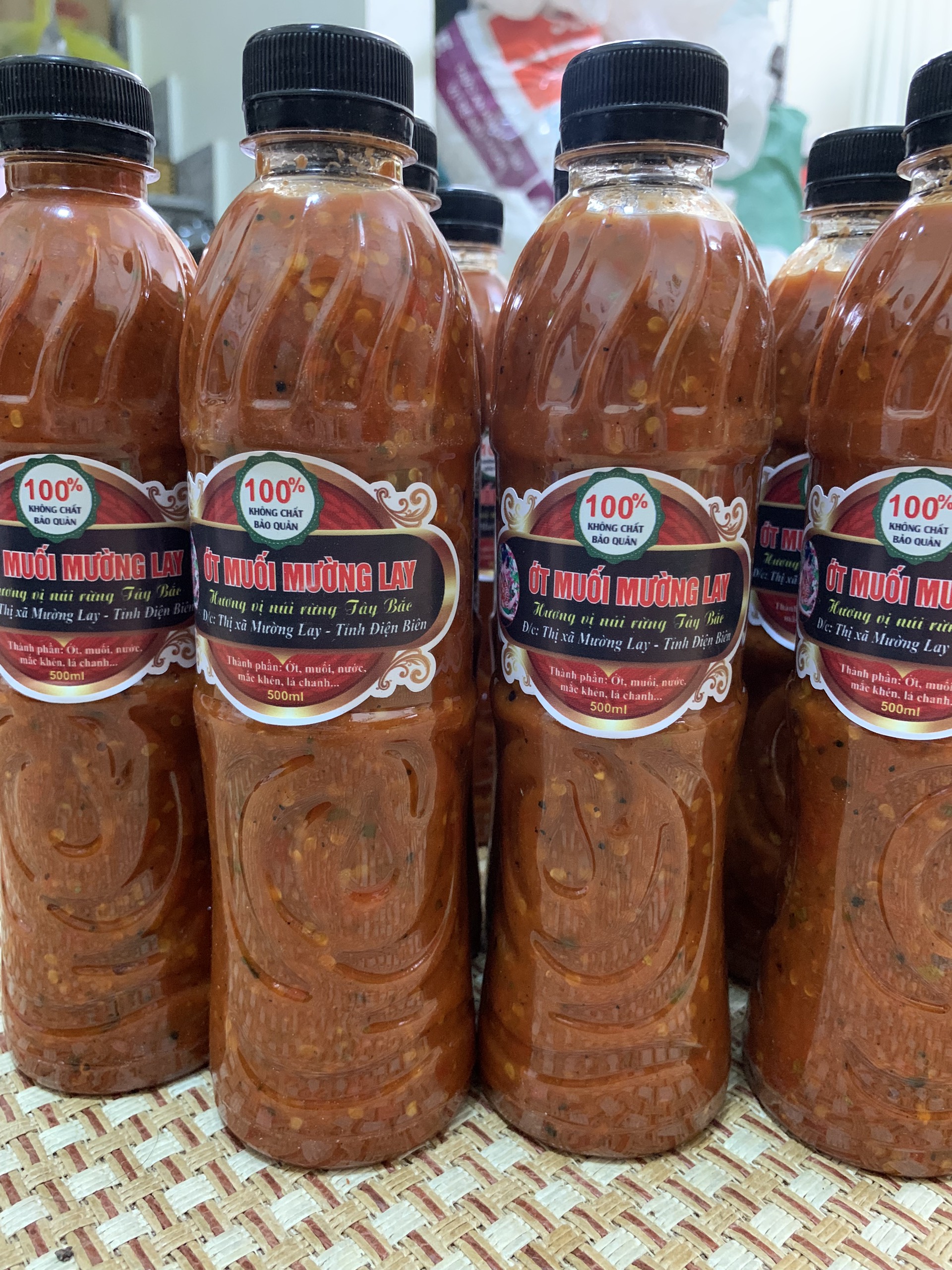 Tương ớt Mường Lay (chai 500ml), muối ớt, đặc sản dân tộc thái Điện Biên, gia vị cay, ớt xay