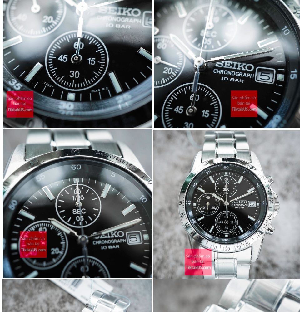 Đồng hồ nam Seiko Chronograph SBTQ041 Quartz máy pin bấm giờ thể thao 6 kim  dây thép k hông gỉ chống nước 100m kính Harlex 