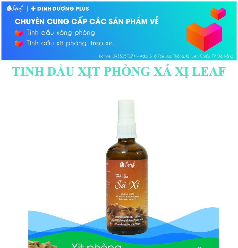 Tinh Dầu Xá Xị Leaf - Tinh Dầu Xịt Phòng - Tinh Dầu Xịt Phòng Xá Xị Leaf Chai 100ml