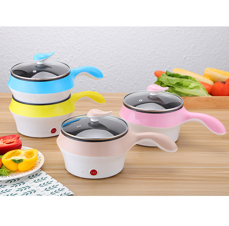 Ca Điện Mini Nấu Mì Siêu Tốc Có Tay Cầm Kiểu Mới - Ca nấu mì kiêm nồi lẩu mini - Nồi Lẩu chảo điện cầm tay mini đa chức năng size 18cm - Hàng Hot 2019