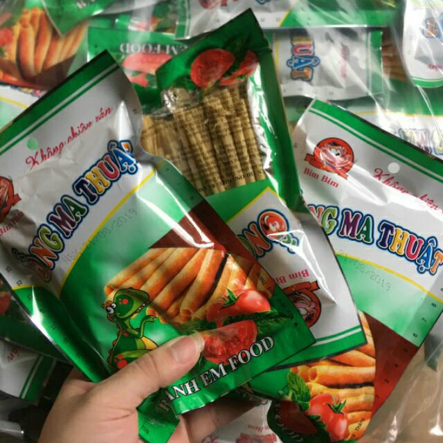 5 gói snack ống ma thuật,snack tăm ống ma thuật giòn ngon