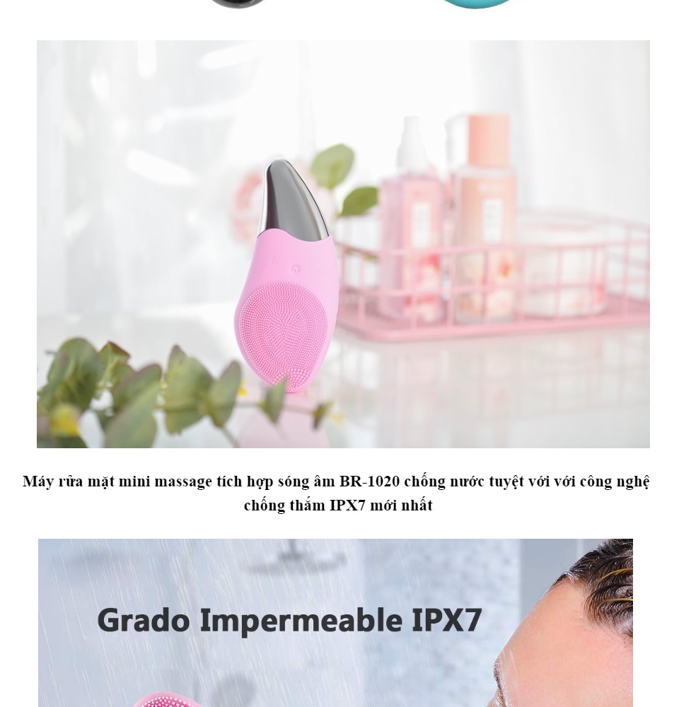 [BH 1 đổi 1] Máy Rửa Mặt SONIC FACIAL CLEANSING STANDARD dq6