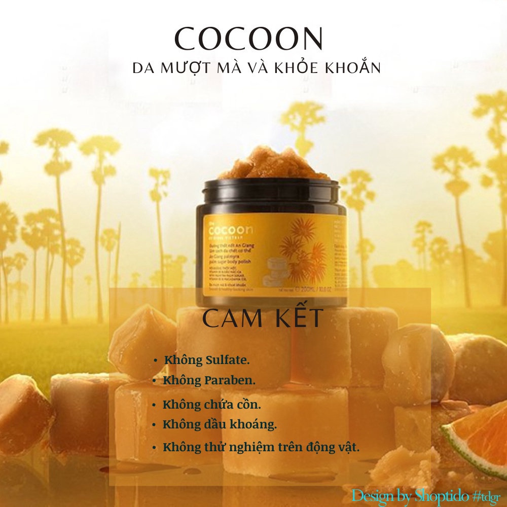 Tẩy da chết body đường Thốt Nốt An Giang Cocoon 200ml NPP Tido88
