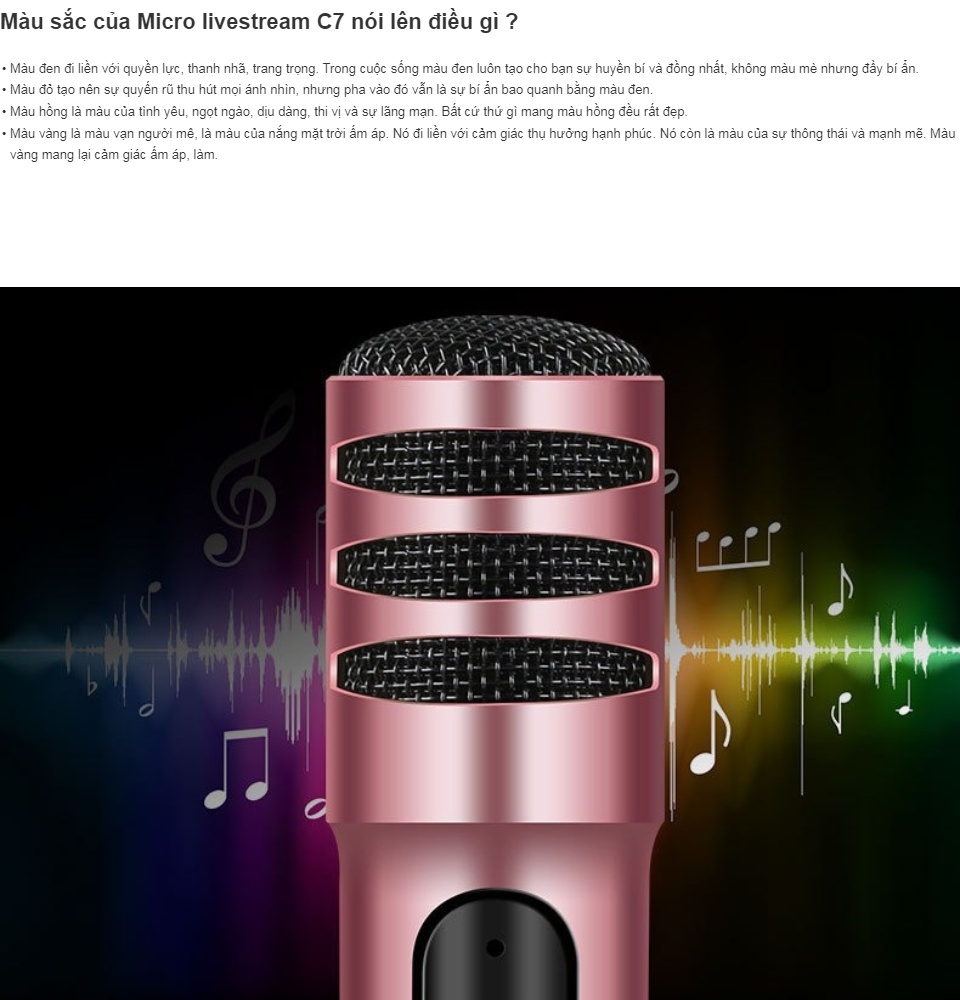 Micro Thu Âm C7 - Có Kèm Tai Nghe – Hát Karaoke Livestream Online Trên