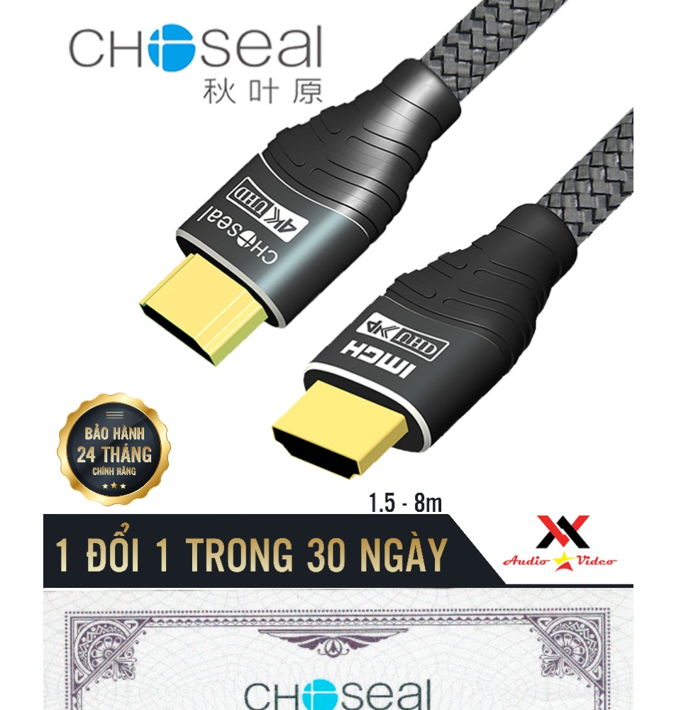 Cáp HDMI Choseal 2.0 4K Cao Cấp loại tròn 5m dành cho Tivi máy tinh 3D 4k Máy Chơi Game PlayStation Xbox đầu HD Box Đầu Android Tv Smart máy chiếu 1