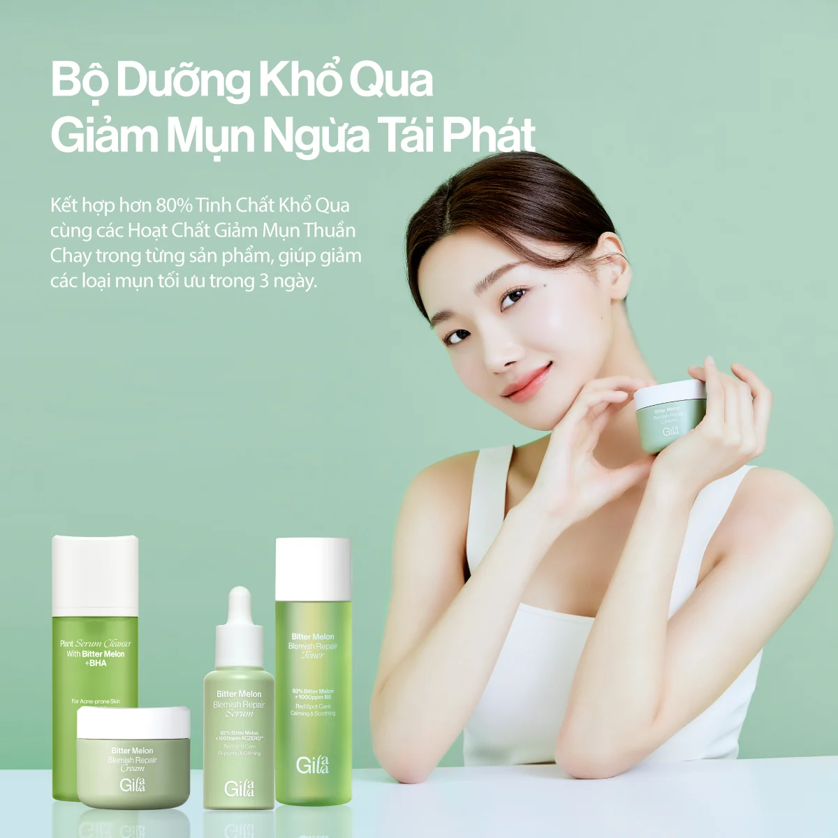 Bộ 4 sản phẩm dưỡng da Gillaa / Bộ dưỡng trắng  Gilaa Saffron Tone Up Repair / Bộ xoá mụn Gilaa Blemish Repair