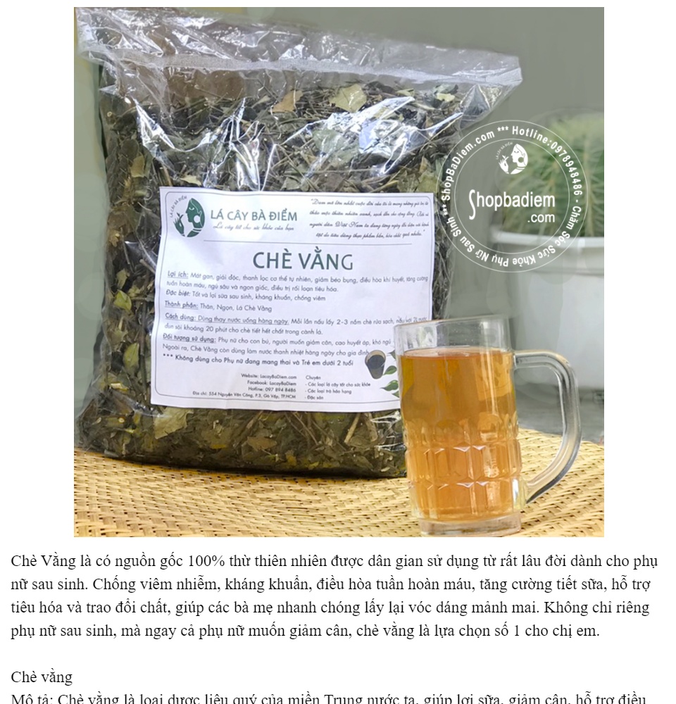 Lá Chè Vằng Khô Trà Vằng Lá Lợi Sữa Giảm Cân Cho Sản Phụ Sau Sinh - Bà ĐIểm Shop